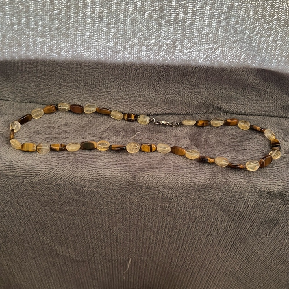 Custom Made Brown and Clear Stone Necklace